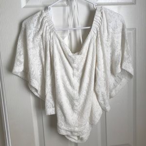 Free People off the shoulder lace ruffle sleeve